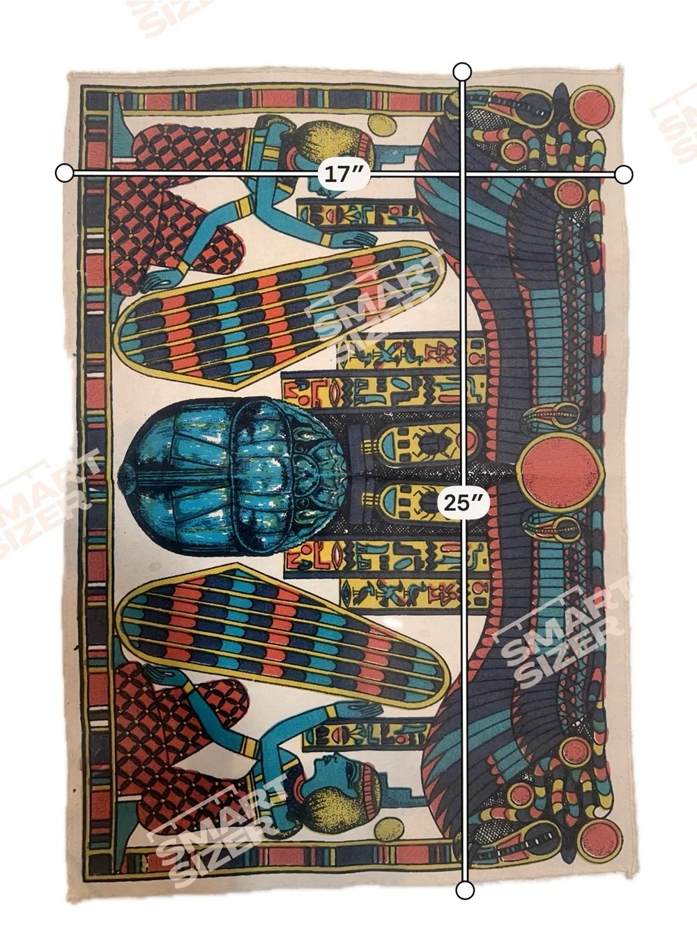 VTG  Egyptian Revival Scarab Isis Canvas Wall Hanging Art 17x25 70s Screen Print